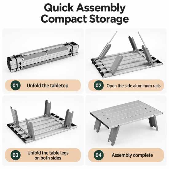 Lightweight Mini Folding Aluminum Camping Table - Image 5
