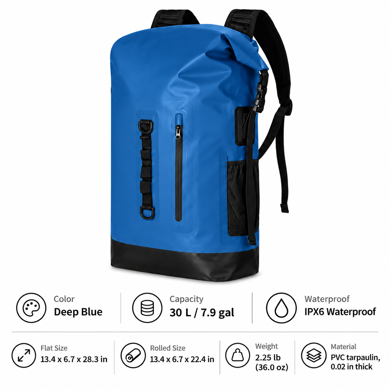 30L IPX6 Roll-Top Waterproof Backpack - Image 10