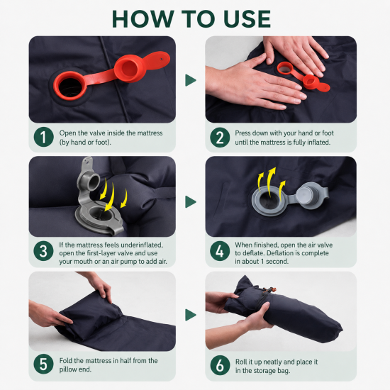 Inflatable Sleeping Pad with Integrated Pillow - Image 5