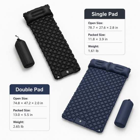 Inflatable Sleeping Pad with Integrated Pillow - Image 6