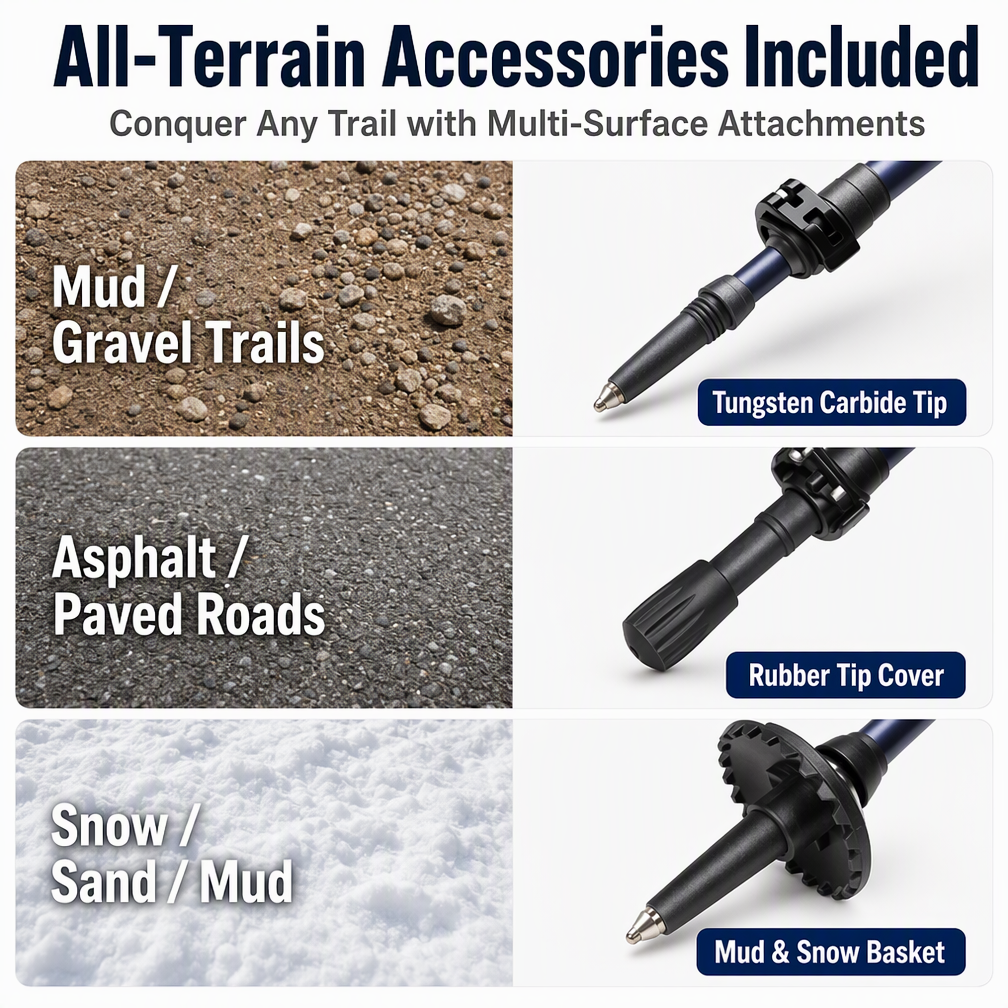 Adjustable Aluminum Trekking Poles with Cork Handles-Pair - Image 8