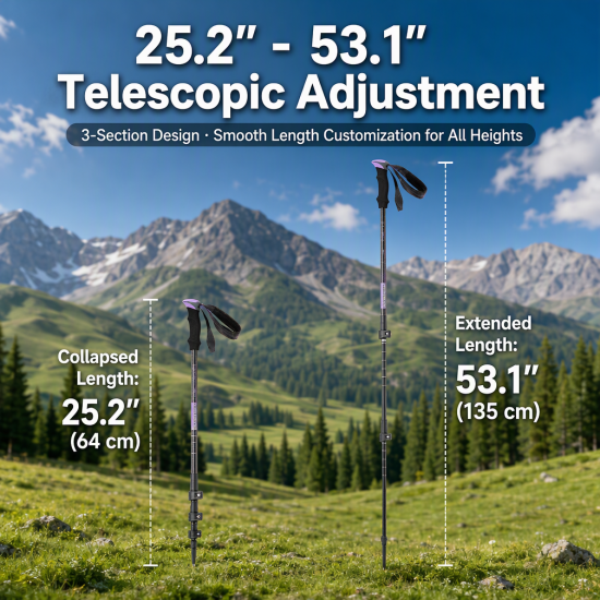 Adjustable Aluminum Trekking Poles with EVA Grips – Pair - Image 4