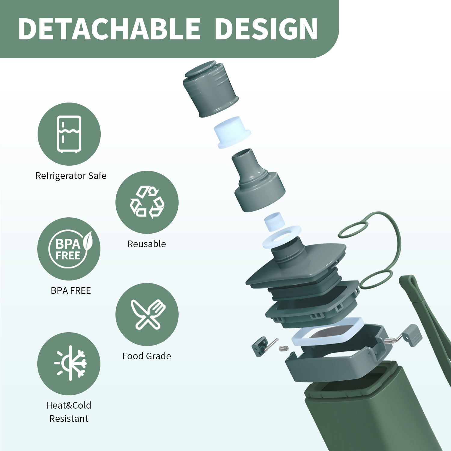 600ml Collapsible Silicone Water Bottle - Image 5