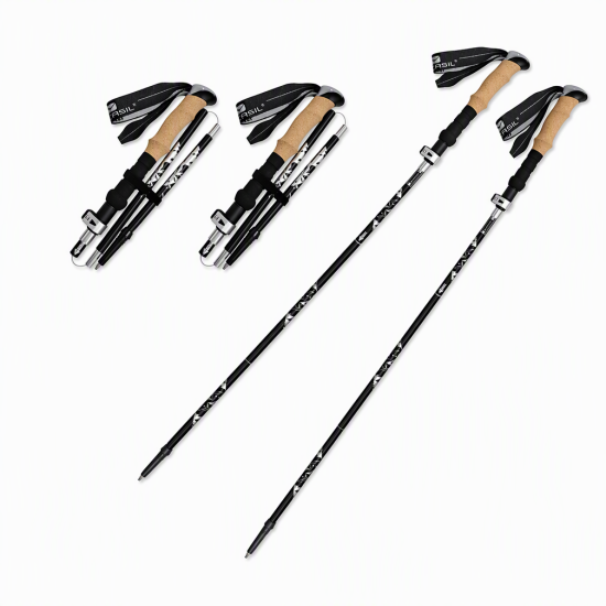 Foldable T6 Aluminum Trekking Poles with Cork Grips – Pair