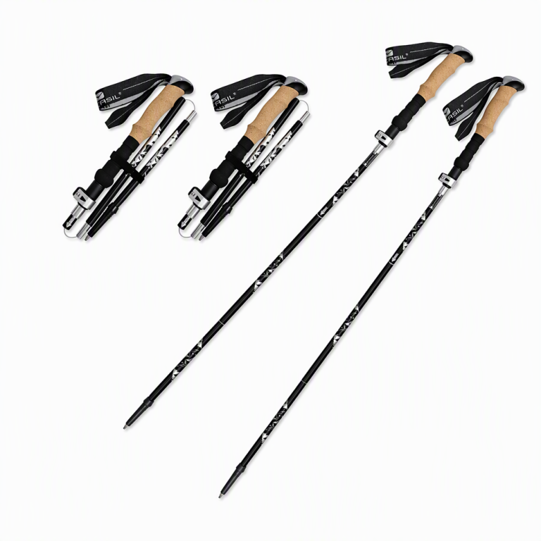 Foldable T6 Aluminum Trekking Poles with Cork Grips – Pair