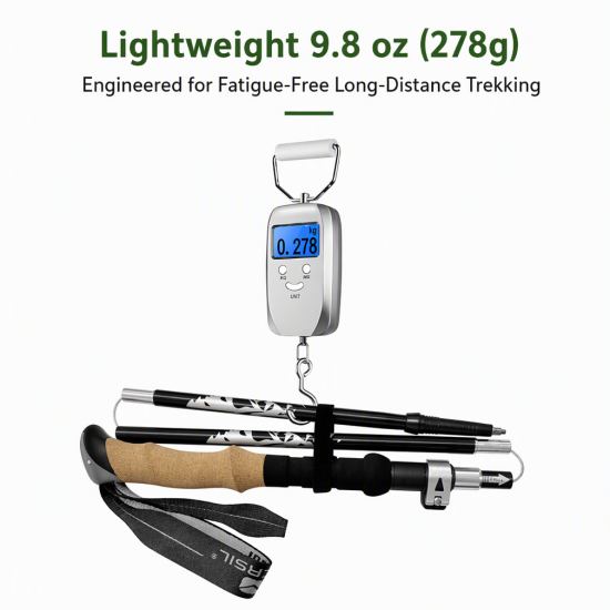 Foldable T6 Aluminum Trekking Poles with Cork Grips – Pair - Image 4