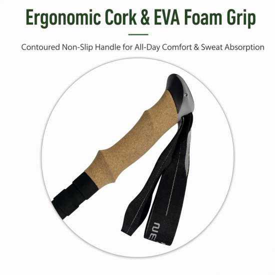 Foldable T6 Aluminum Trekking Poles with Cork Grips – Pair - Image 5