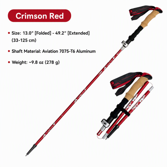 Foldable T6 Aluminum Trekking Poles with Cork Grips – Pair - Image 20