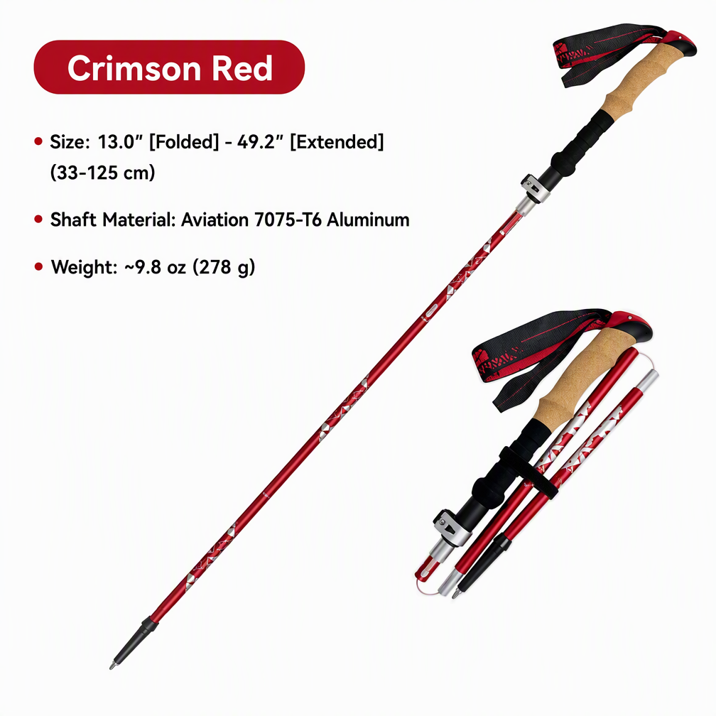 Foldable T6 Aluminum Trekking Poles with Cork Grips – Pair - Image 20
