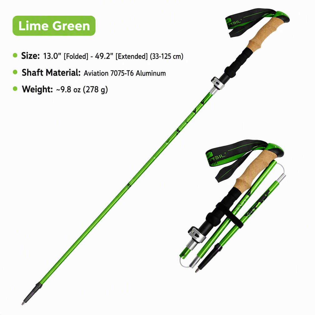 Foldable T6 Aluminum Trekking Poles with Cork Grips – Pair - Image 18