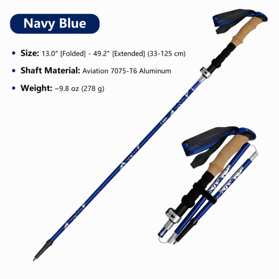 Foldable T6 Aluminum Trekking Poles with Cork Grips – Pair - Image 15