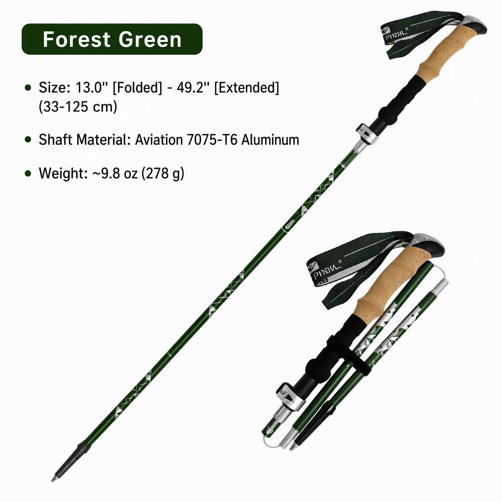 Foldable T6 Aluminum Trekking Poles with Cork Grips – Pair - Image 14