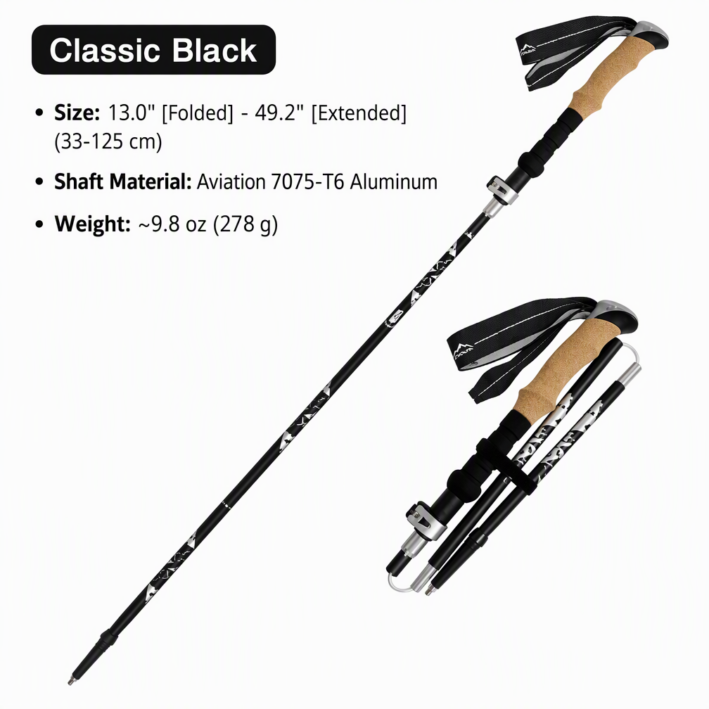 Foldable T6 Aluminum Trekking Poles with Cork Grips – Pair - Image 12