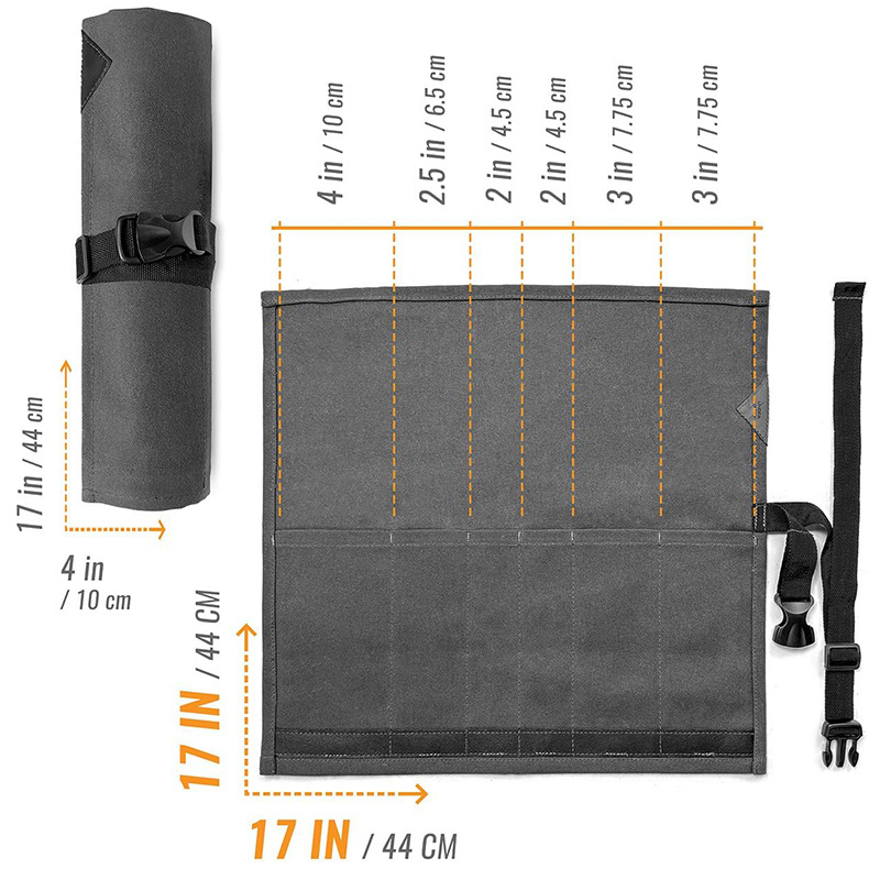 6-Pocket Canvas Knife Roll Bag - Image 3