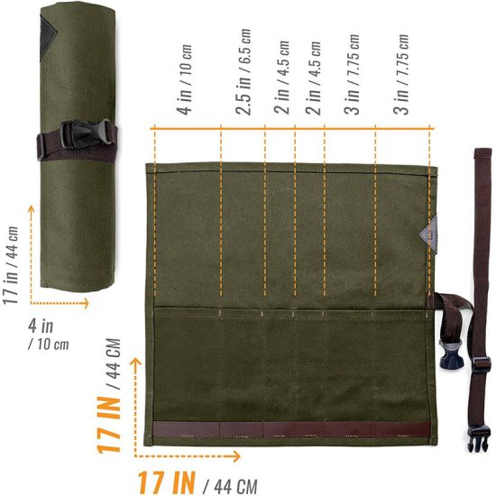 6-Pocket Canvas Knife Roll Bag - Image 5