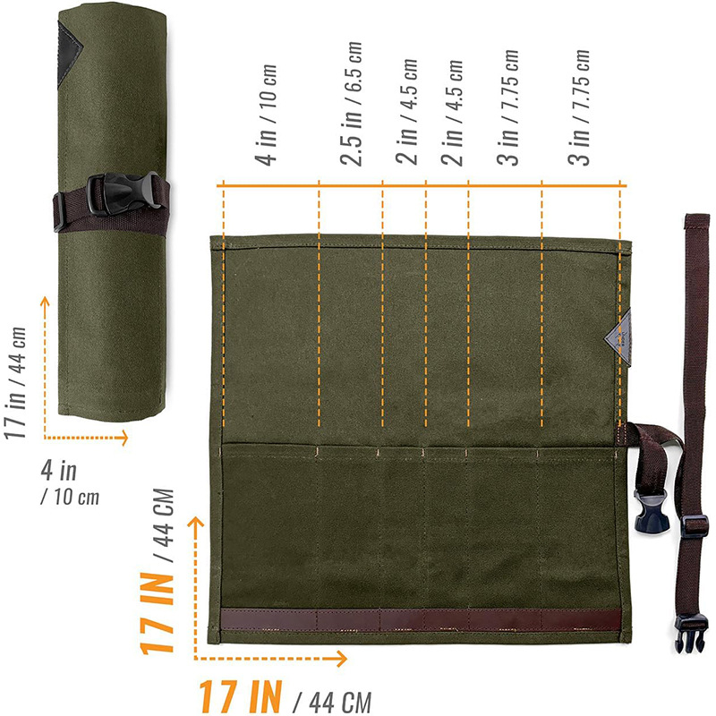 6-Pocket Canvas Knife Roll Bag - Image 5