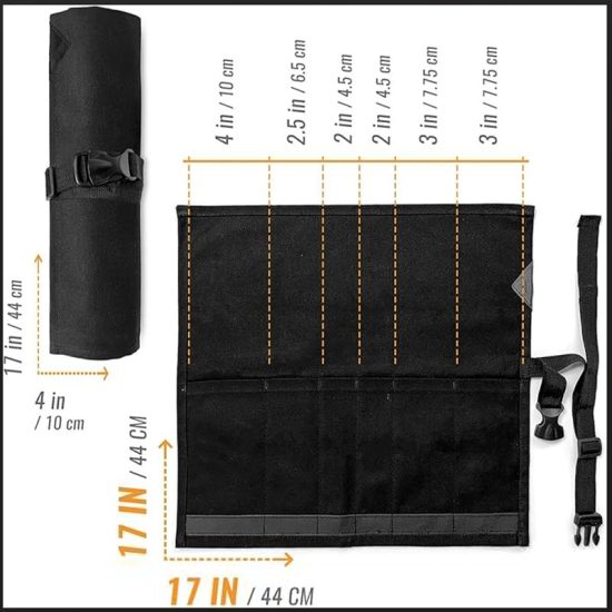 6-Pocket Canvas Knife Roll Bag - Image 7