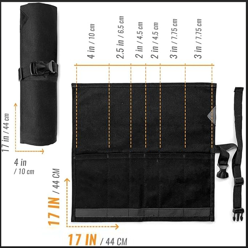 6-Pocket Canvas Knife Roll Bag - Image 7