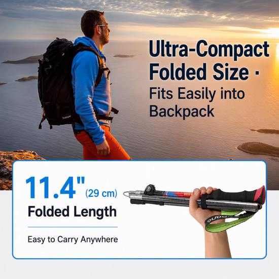 Professional Folding Aluminum Trekking Poles – Pair - Image 4