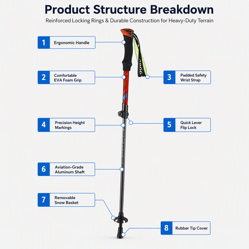 Professional Folding Aluminum Trekking Poles – Pair - Image 8