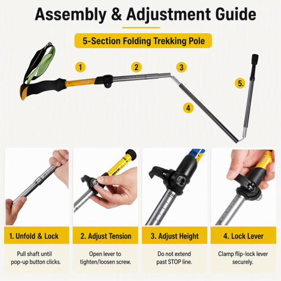 Professional Folding Aluminum Trekking Poles – Pair - Image 9