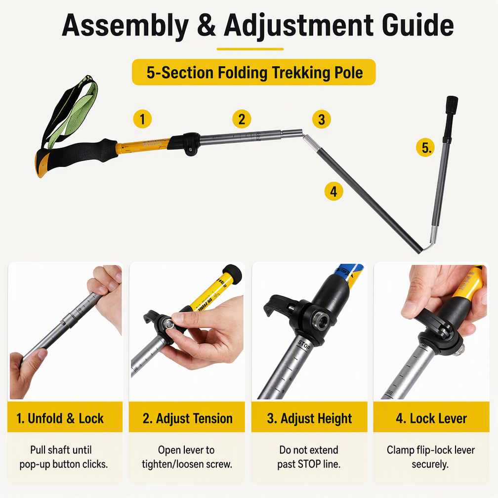 Professional Folding Aluminum Trekking Poles – Pair - Image 9
