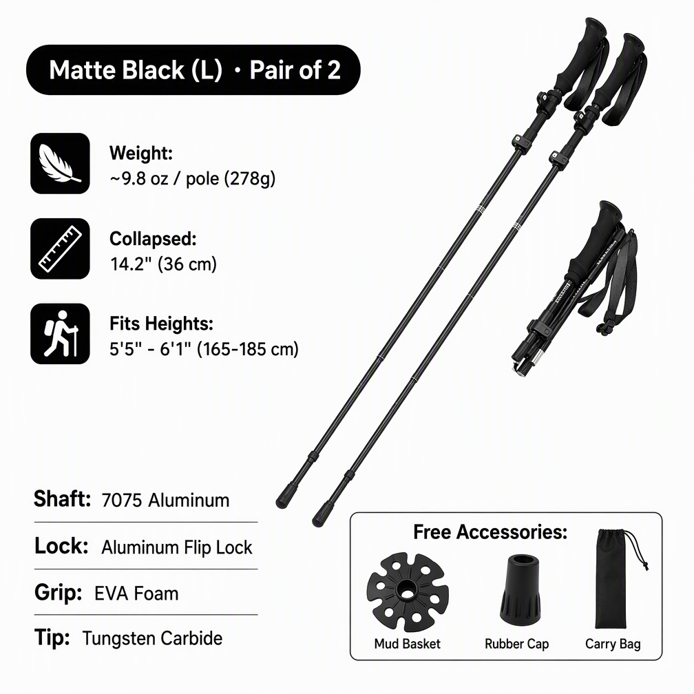 Professional Folding Aluminum Trekking Poles – Pair - Image 13