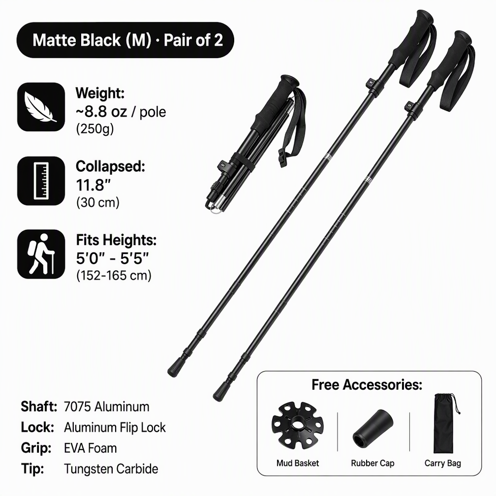 Professional Folding Aluminum Trekking Poles – Pair - Image 12