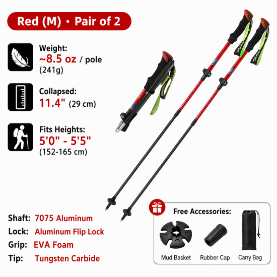 Professional Folding Aluminum Trekking Poles – Pair - Image 18