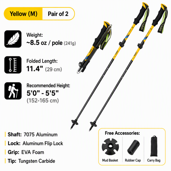 Professional Folding Aluminum Trekking Poles – Pair - Image 14