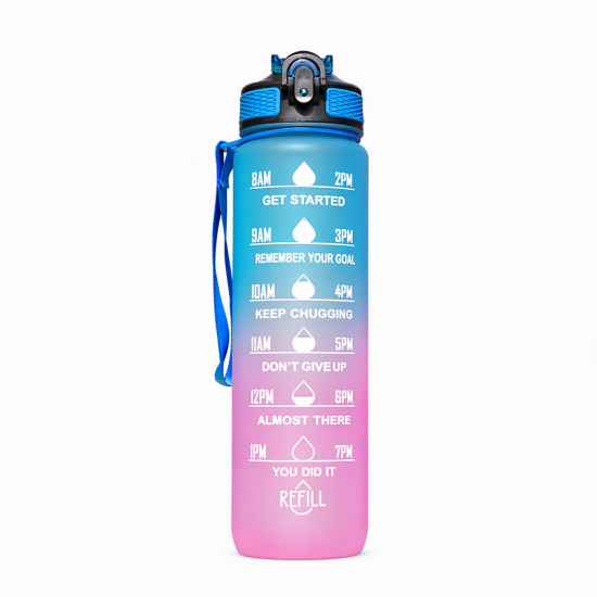 Time-Marker Water Bottle with Straw