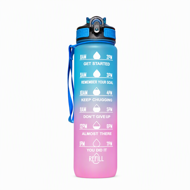 Time-Marker Water Bottle with Straw