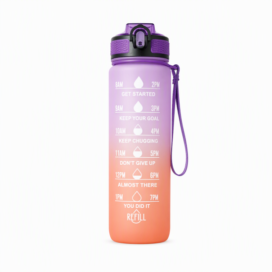 Time-Marker Water Bottle with Straw - Image 10