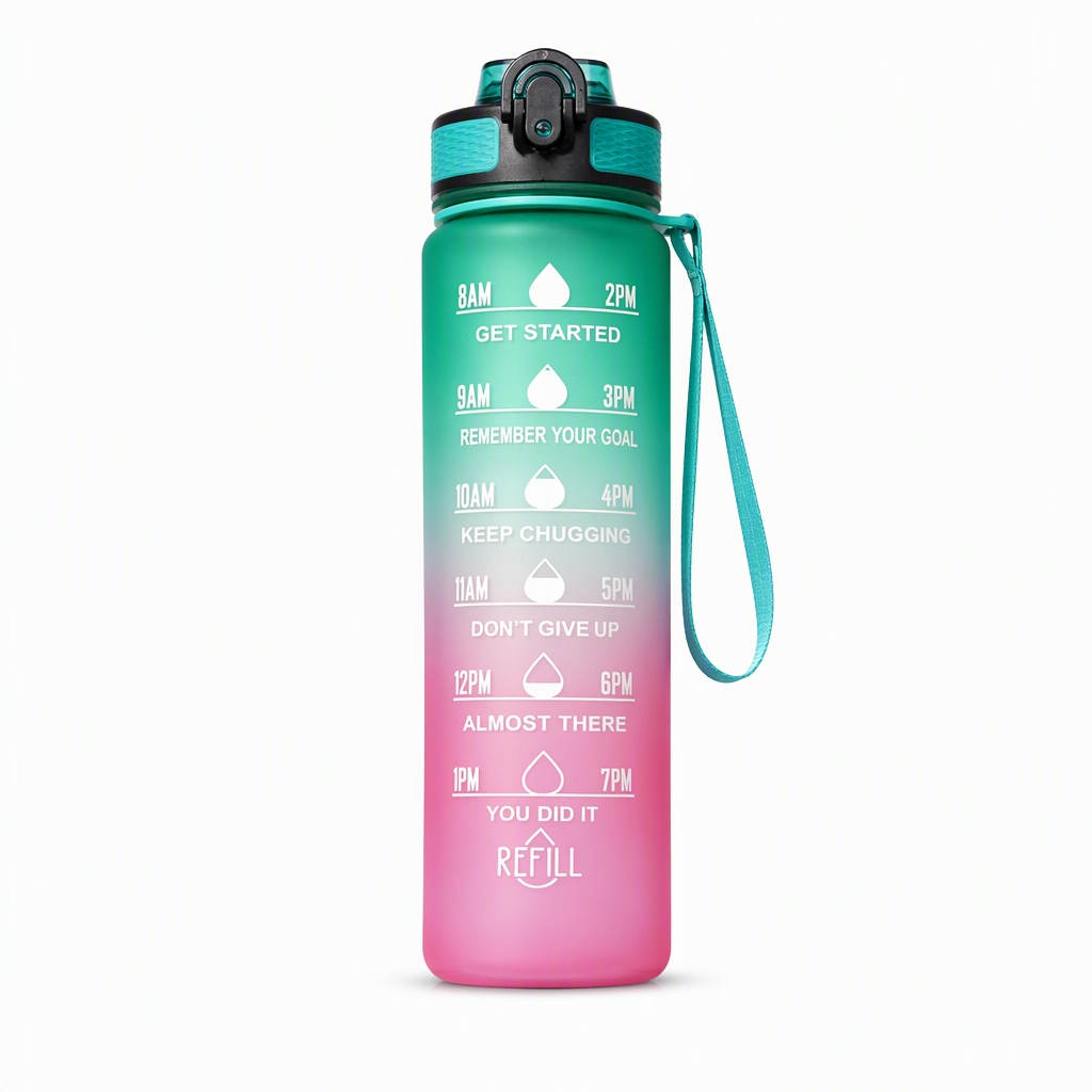 Time-Marker Water Bottle with Straw - Image 22
