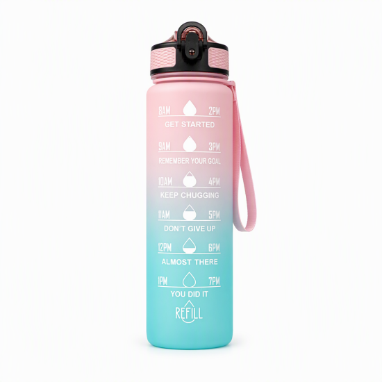 Time-Marker Water Bottle with Straw - Image 19