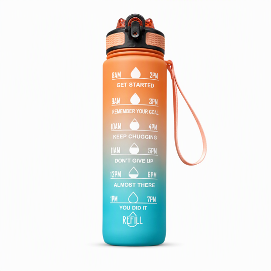 Time-Marker Water Bottle with Straw - Image 16