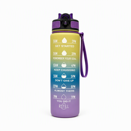 Time-Marker Water Bottle with Straw - Image 13