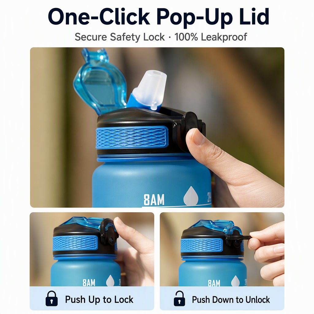 Time-Marker Water Bottle with Straw - Image 5