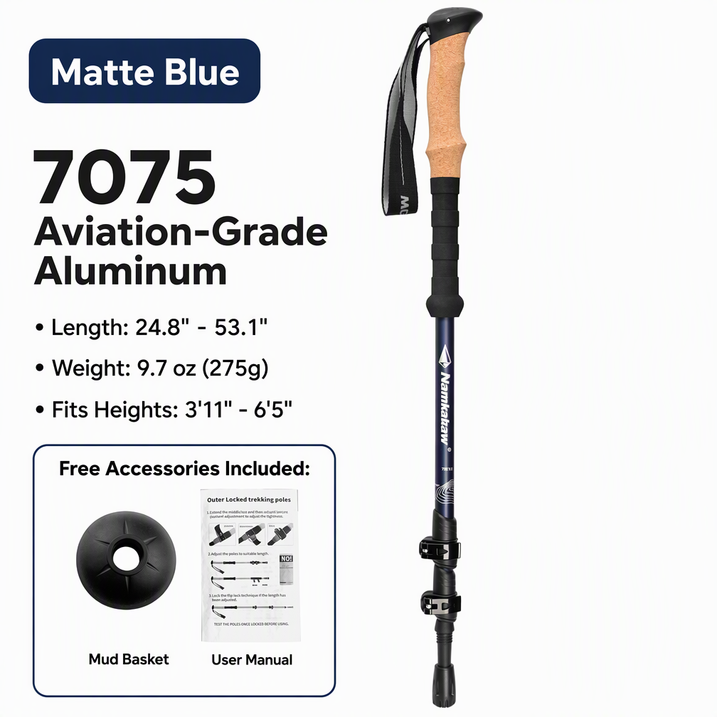 Adjustable Aluminum Trekking Poles with Cork Handles-Pair - Image 11